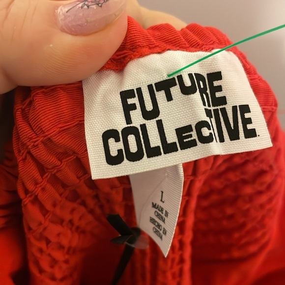 Future Collective Red with Pink Bow Holiday Sweetheart Bow Mini Dress size L - Picture 6 of 15